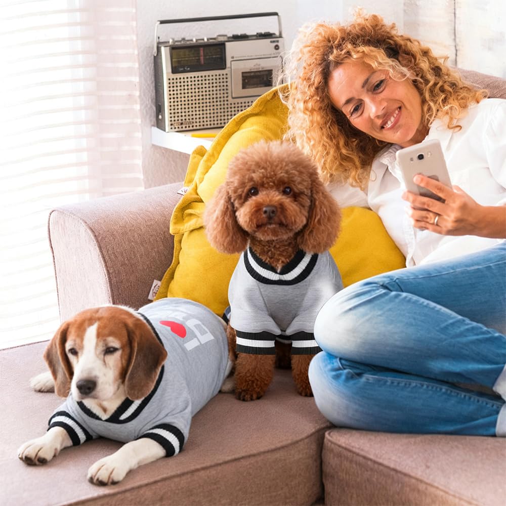GreenJoy Cute Dog Sweater size range covering dogs from puppies to adults