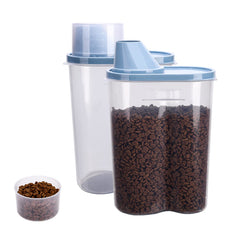 GreenJoy 2-pack pet food storage containers on a kitchen shelf for organized storage