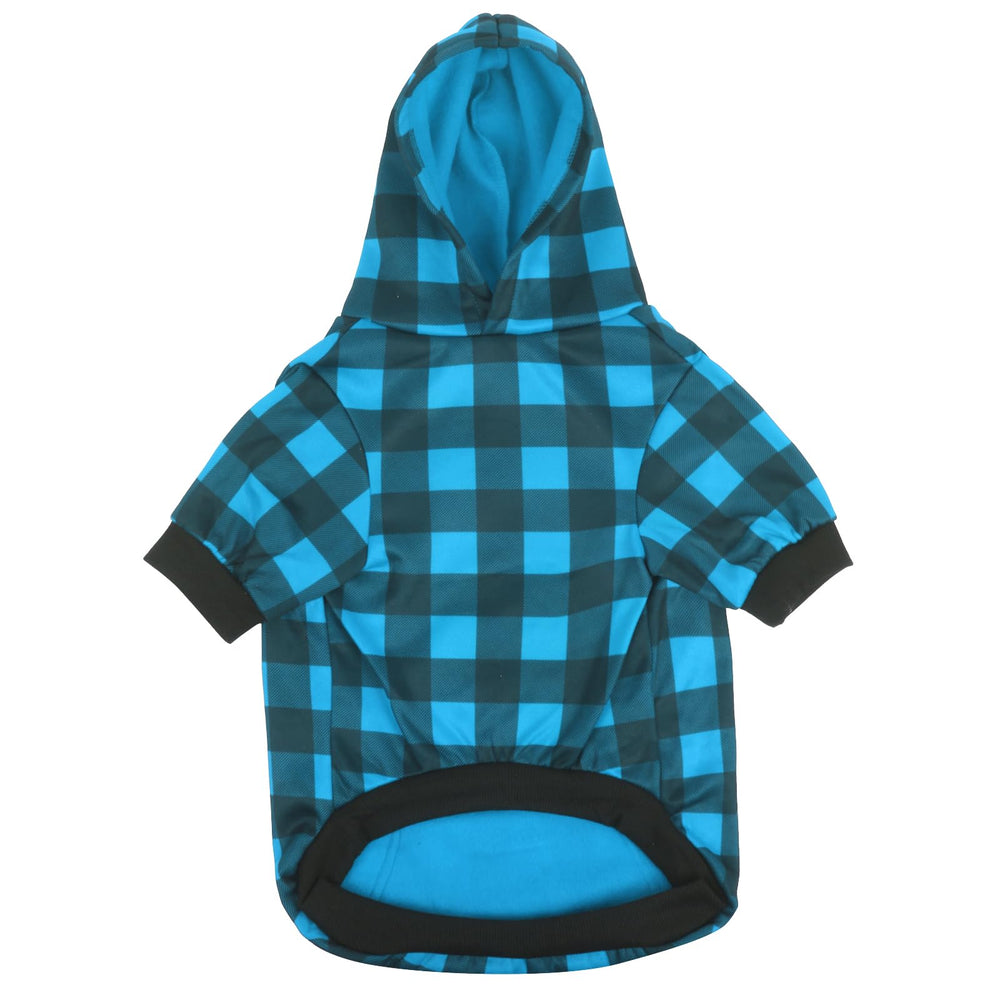 GreenJoy plaid dog sweater blue fabric close-up showing soft warmth and quality.