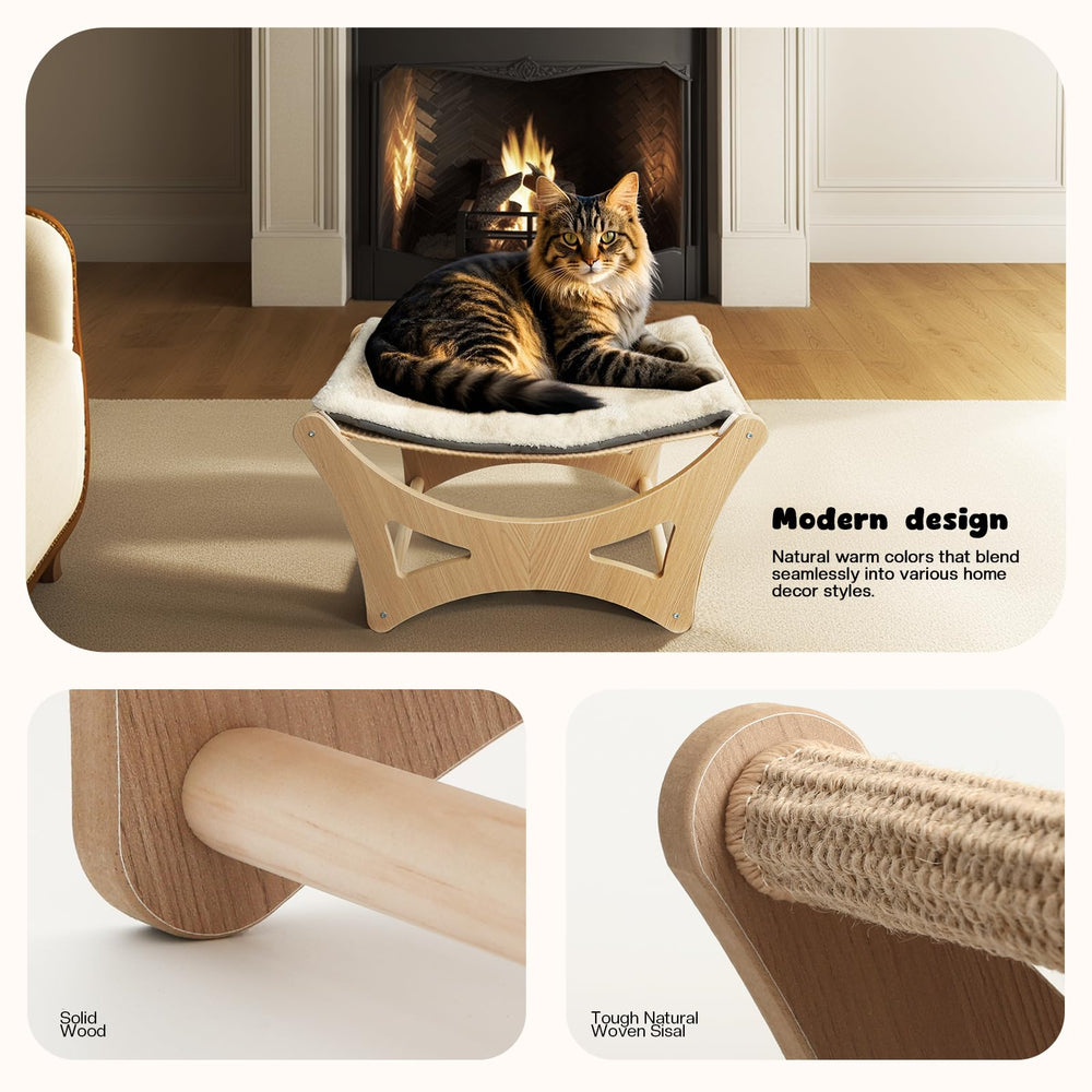 GreenPetopia Cat Hammock Bed elevated view of perching cat in sun.