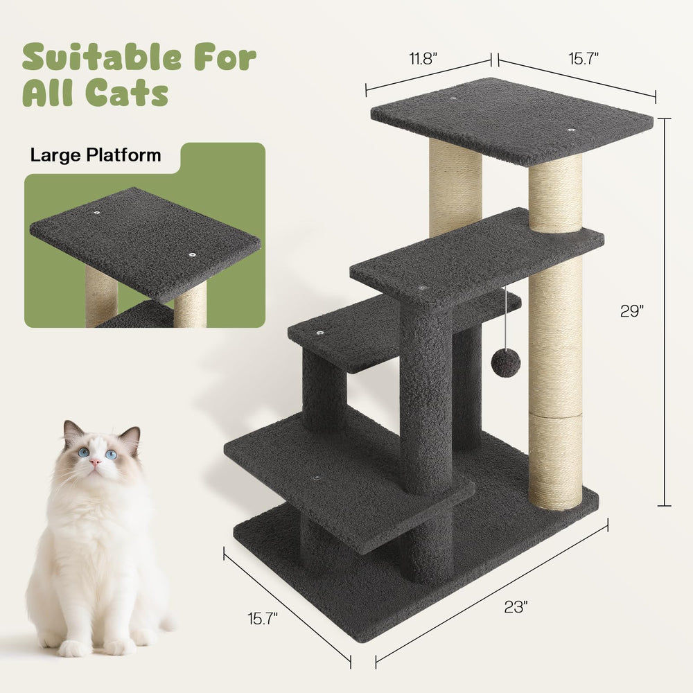 GreenPetopia pet steps fluffy ball adds playful distraction while pets explore the height.