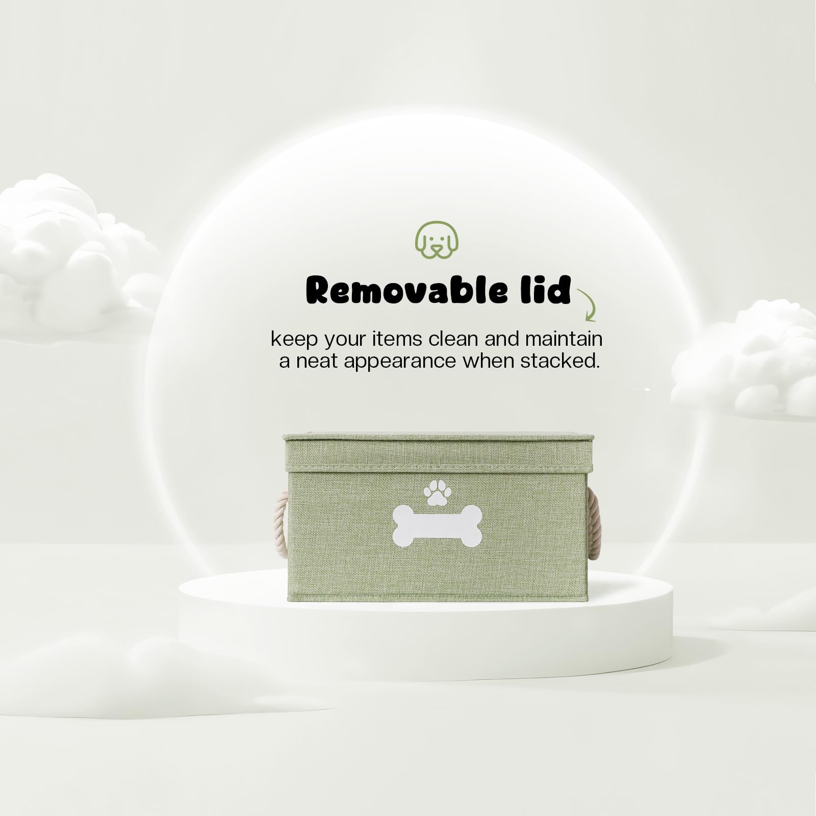 GreenPetopia storage bin with cotton rope handles for easy lifting when full.