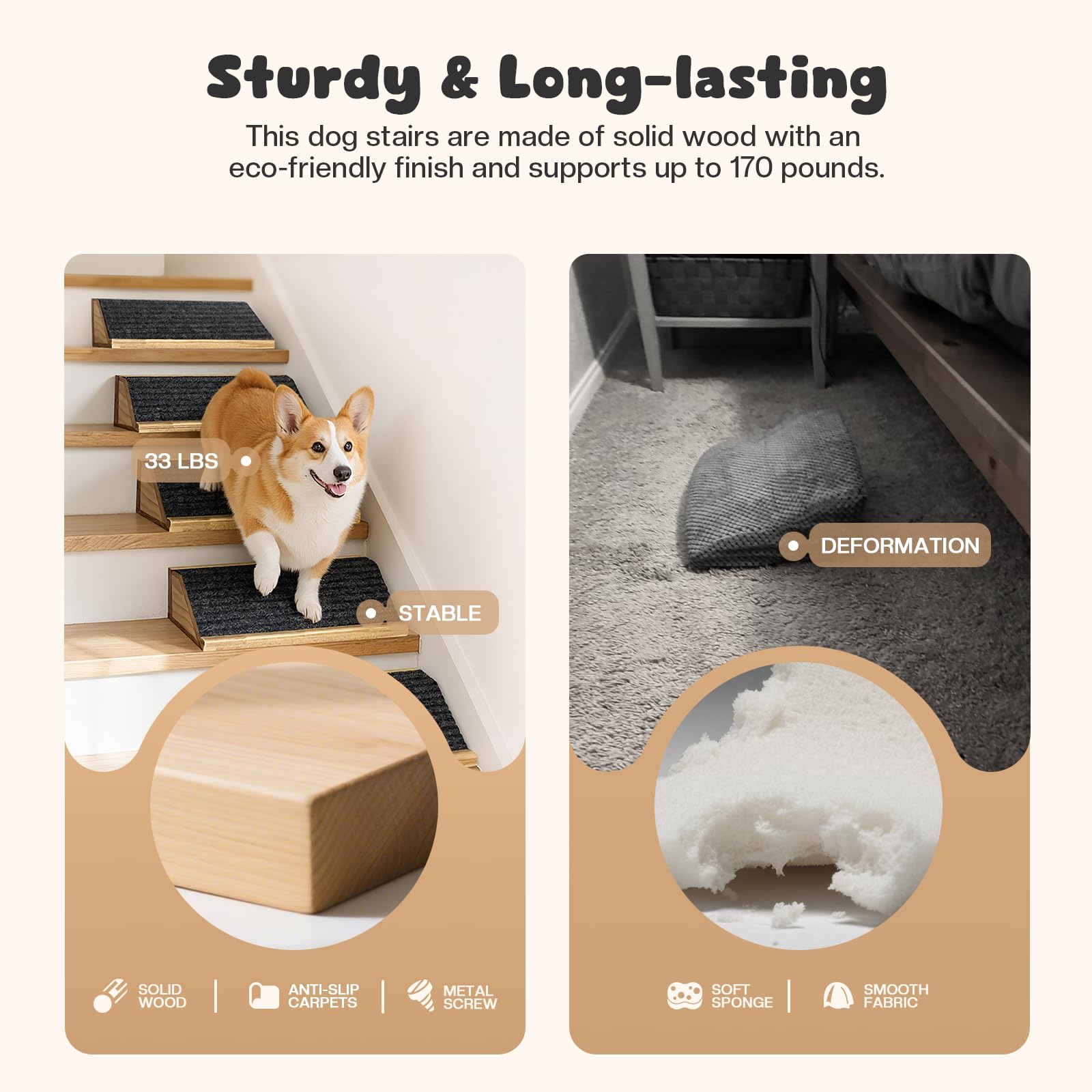 GreenPetopia dog ramp fits standard stairs providing stable step option
