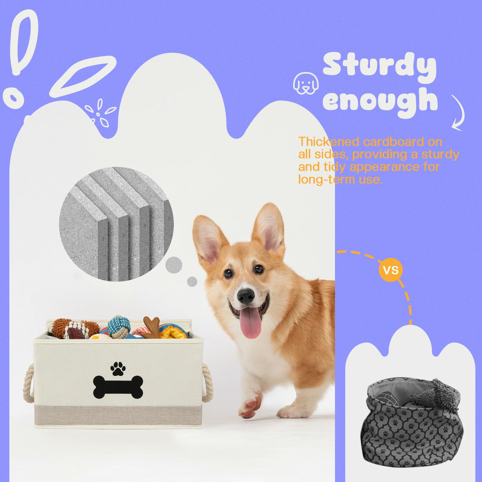 GreenPetopia dog toy basket collapsible demonstrates flexible storage when not in use.