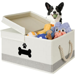 GreenPetopia dog toy basket with double-open lid for quick toy access and organization.