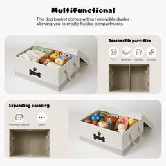 GreenPetopia collapsible dog toy box folds flat to save space.