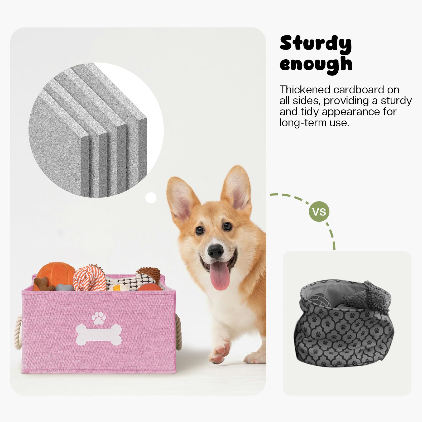 GreenPetopia dog toy storage organizer in pink demonstrates versatile home use