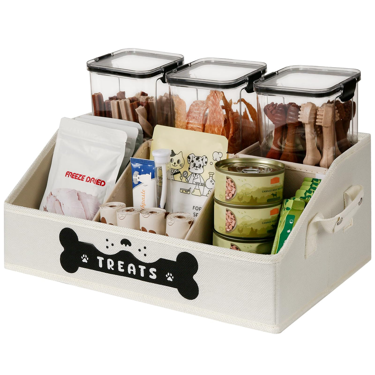 GreenPetopia dog treat container front view highlighting easy access to treats daily