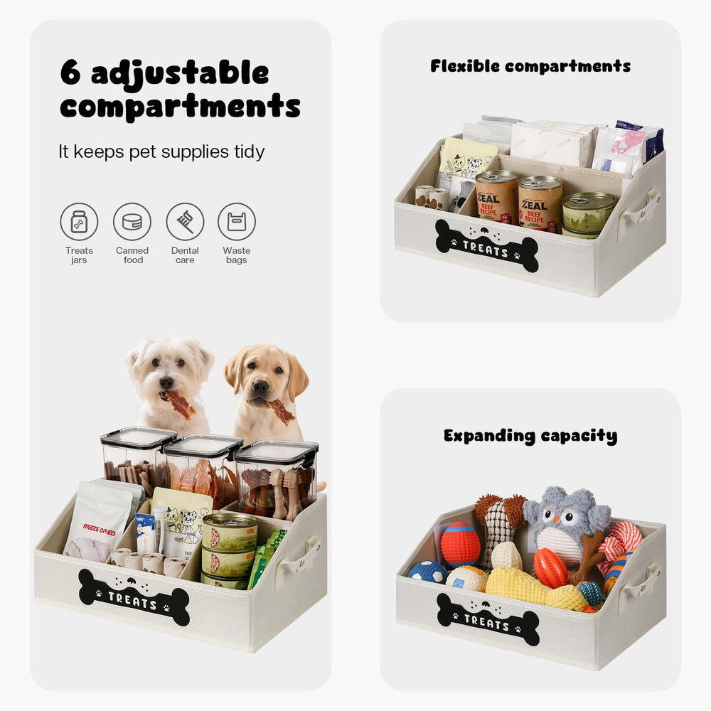 GreenPetopia dog treat container inside layout shows six compartments for tidy grouping
