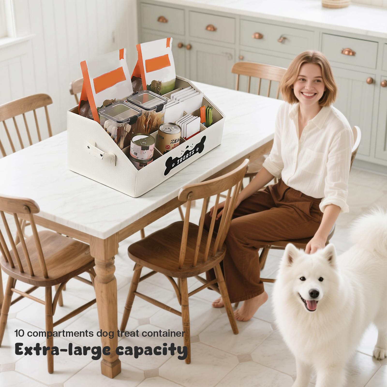 GreenPetopia dog treat container removable dividers enabling customizable organization
