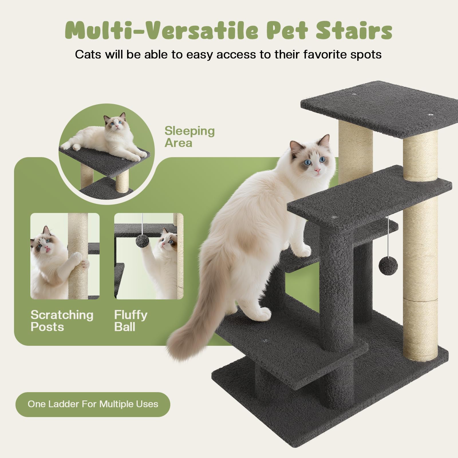 GreenPetopia sturdy structure ensures stable support for pets up to 150 pounds.
