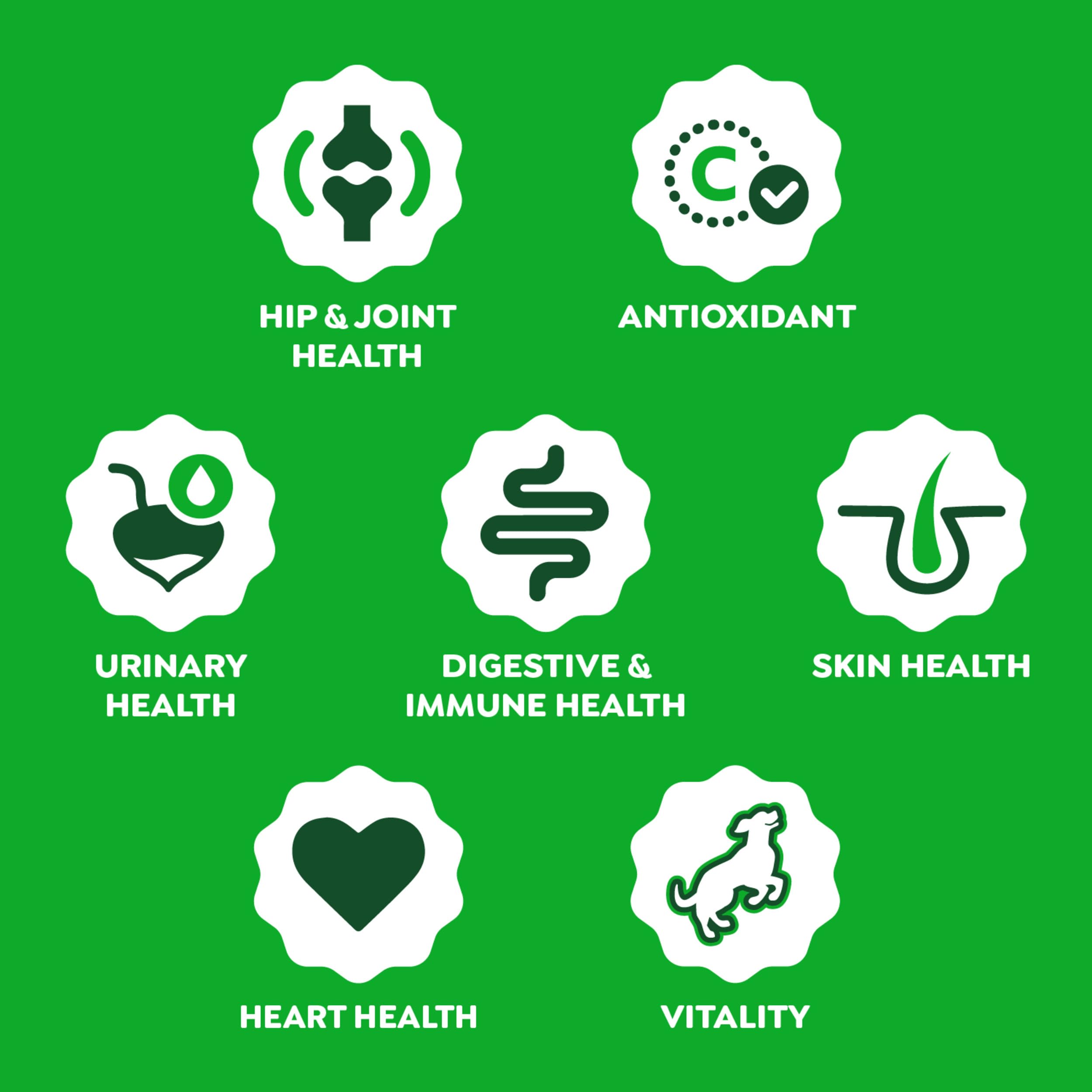 Greenies digestive health image featuring postbiotic yeast culture