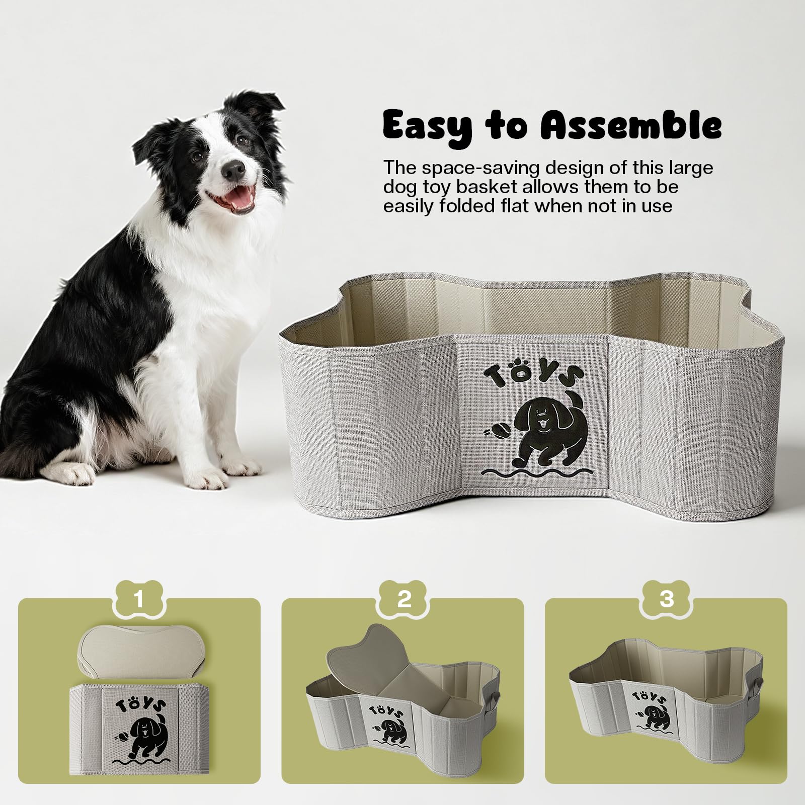 GreenPetopia 22x14.4x7.5 gray basket fits toys, leashes, and more.