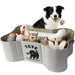GreenPetopia dog toy basket with bone design keeps toys organized and accessible.
