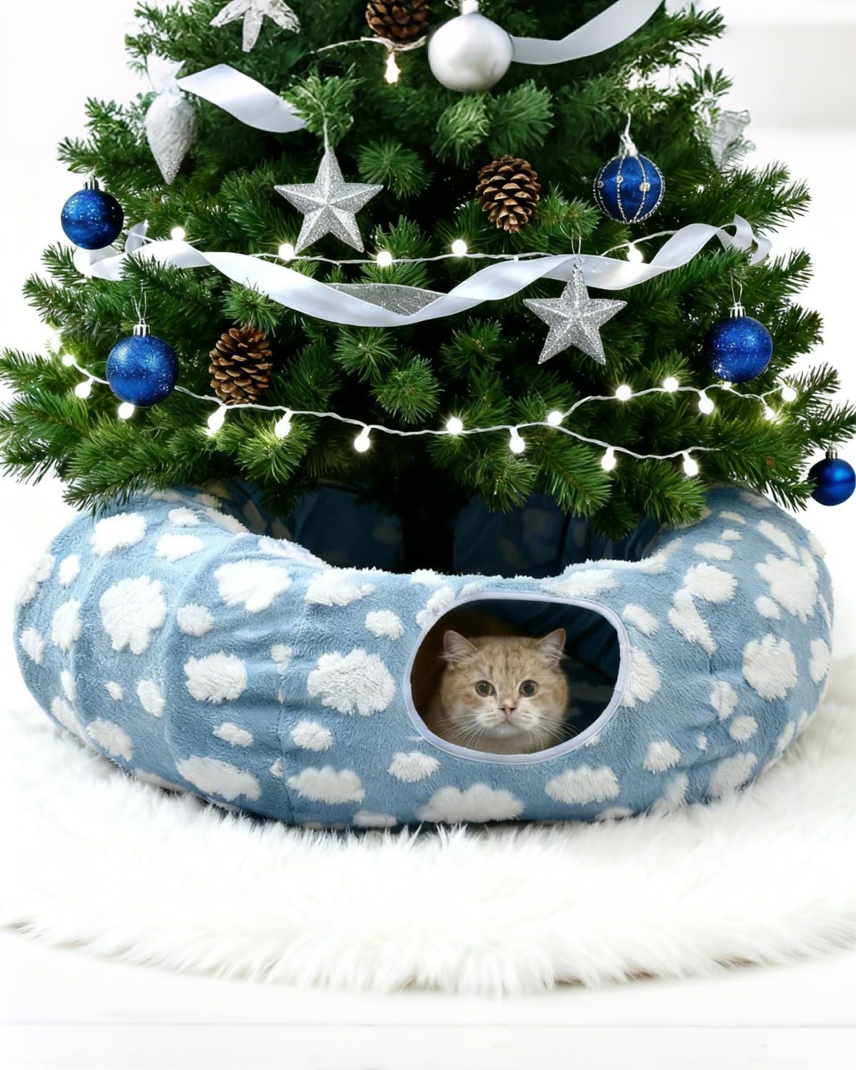 Grelife cat tunnel bed adjustable circle enables versatile shapes.