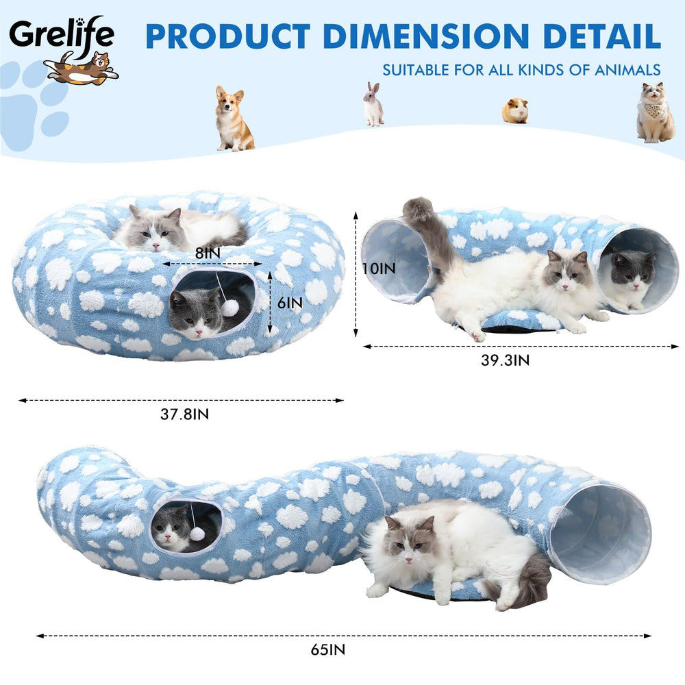Grelife cat tunnel bed circle setup helps exploration and exercise.