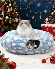 Grelife cat tunnel bed with removable cushion for flexible comfort.