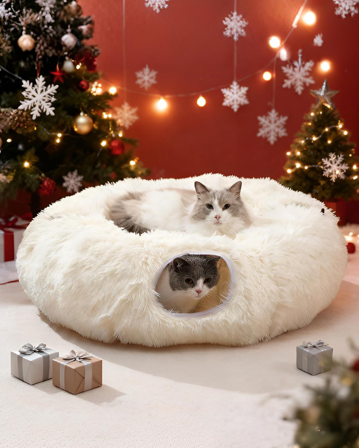 Grelife cat tunnel bed dangling balls stimulate play and exploration