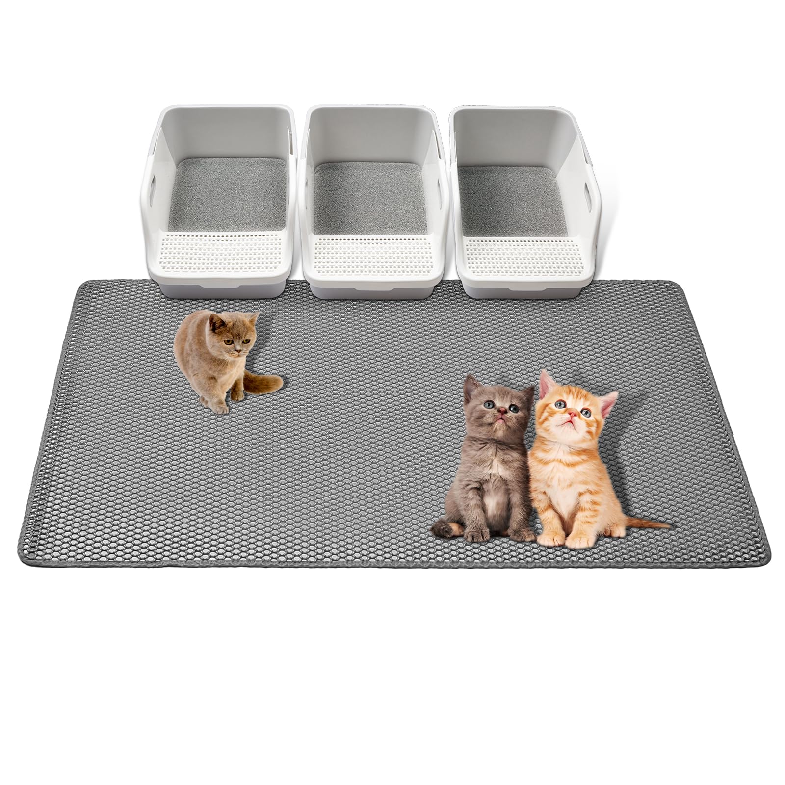 GRELY cat litter mats XXL honeycomb surface traps litter efficiently for cleaner floors