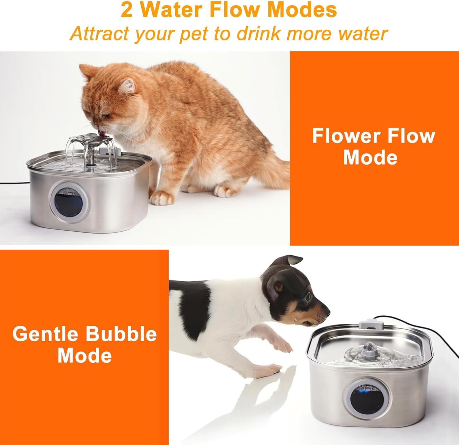 GRELY Cat Water Fountain 360-petal waterfall attracts pets to drink