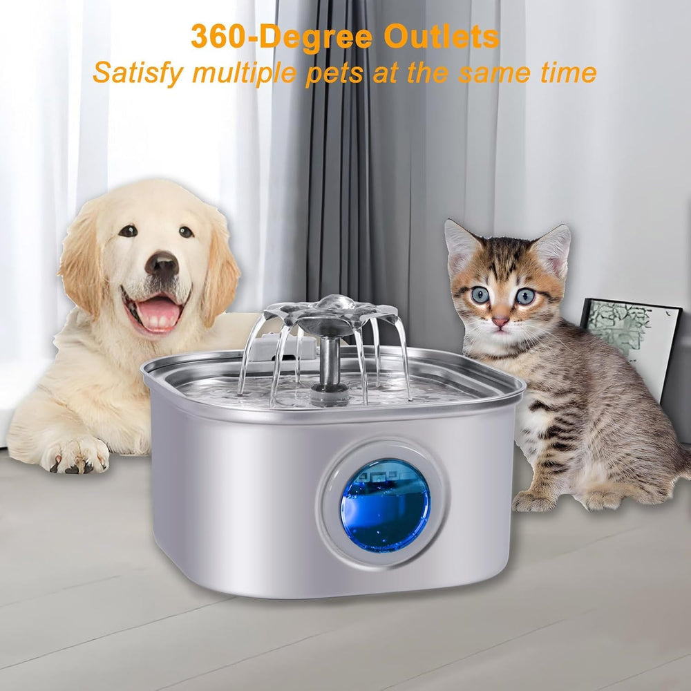 GRELY Cat Water Fountain stainless steel bowl resists rust and cleans easily