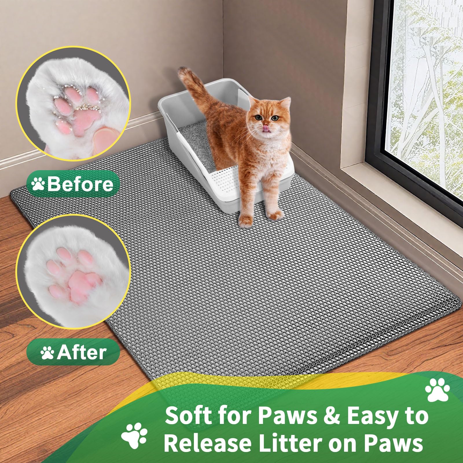 GRELY XL47x28 pvc-backed-base protects floors from urine and scratches.