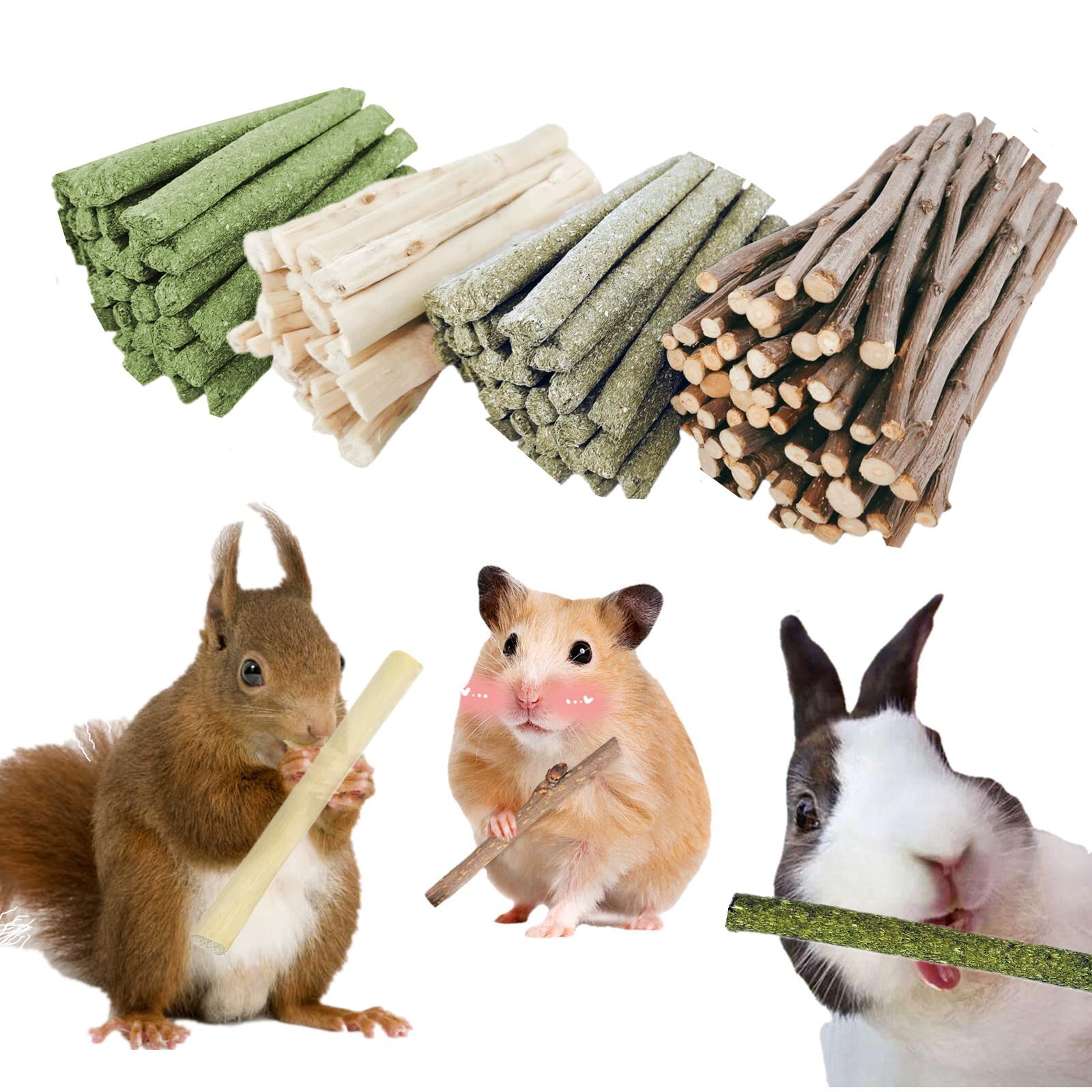GREMBEB bunny-chew-stick-apple-branch close-up showing natural snack for dental wear