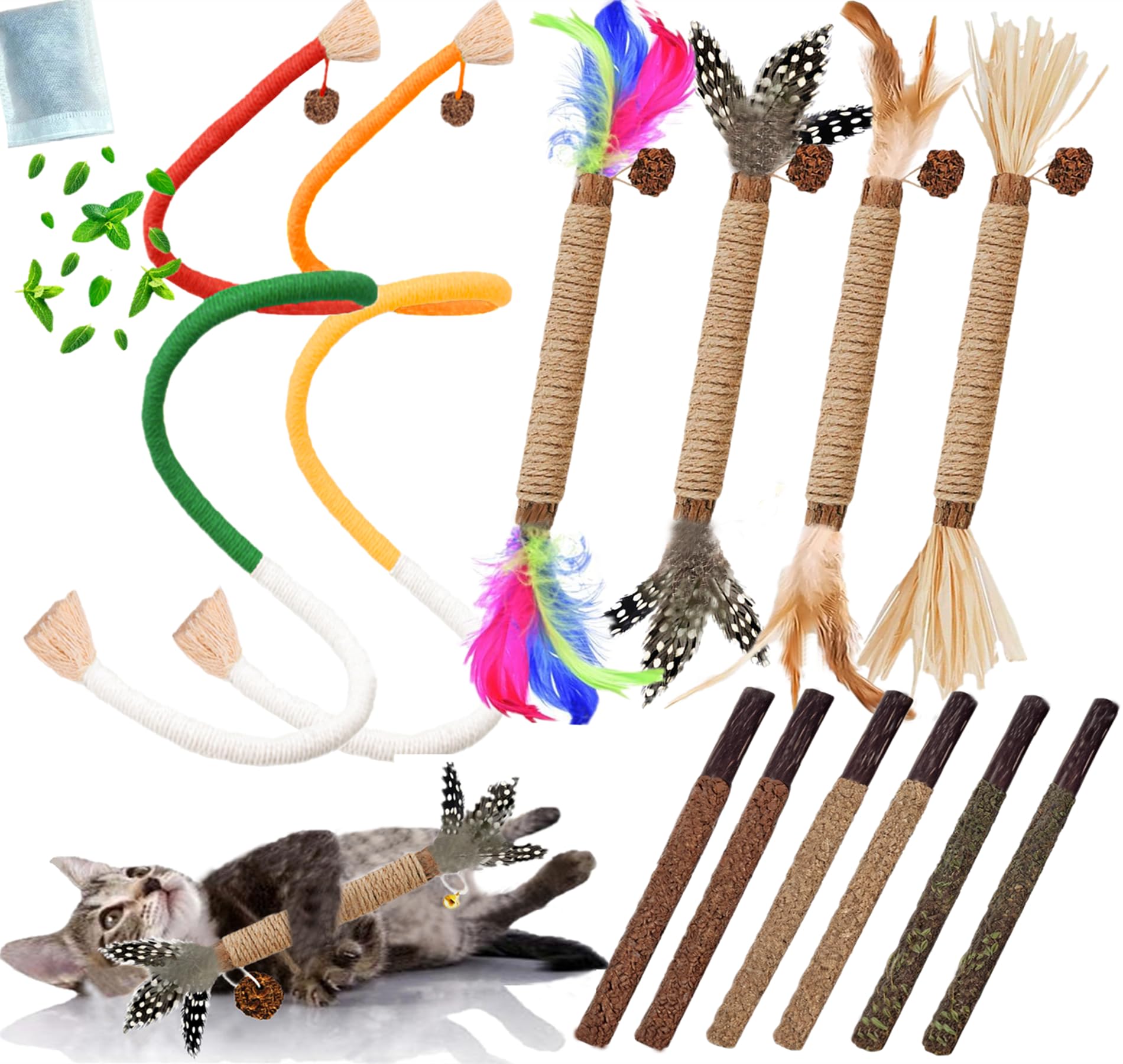 GREMBEB catnip rope toy pair for self-play and stress relief