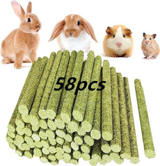 GREMBEB rabbit toy packaging showcasing 58-piece Timothy hay set for small pet enrichment.
