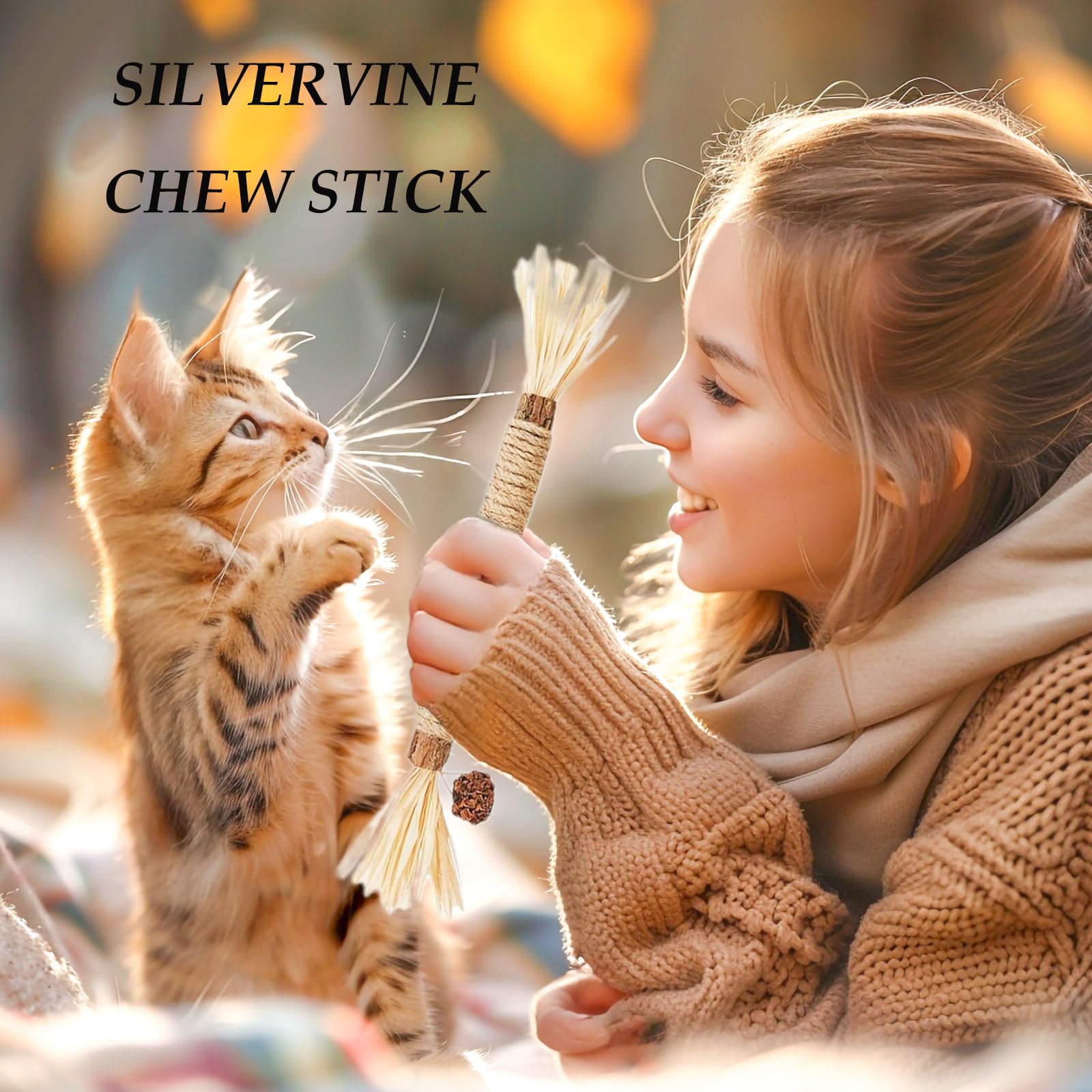 GREMBEB silvervine sticks closeup highlights natural chews that promote stress relief and dental play.
