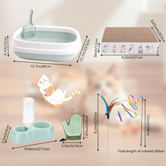 GRETJOB litter box setup shows spacious, tidy space for easy litter containment.