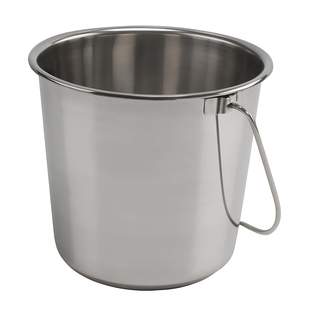 GRIP stainless-steel bucket 5gal front view ideal for pet care and cleaning.