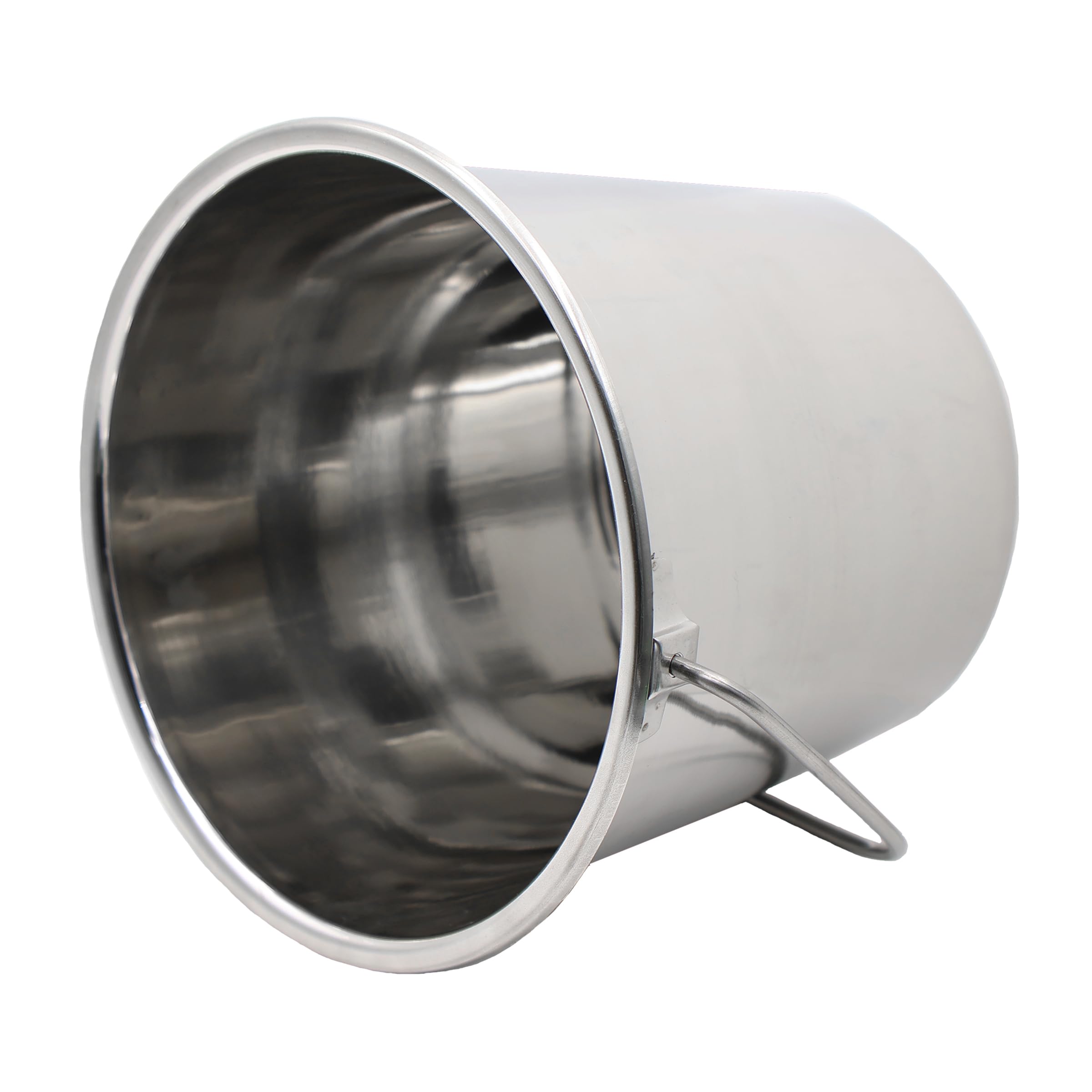 Grip stainless steel bucket handle attachment close-up—durable, seamless design for steady use.