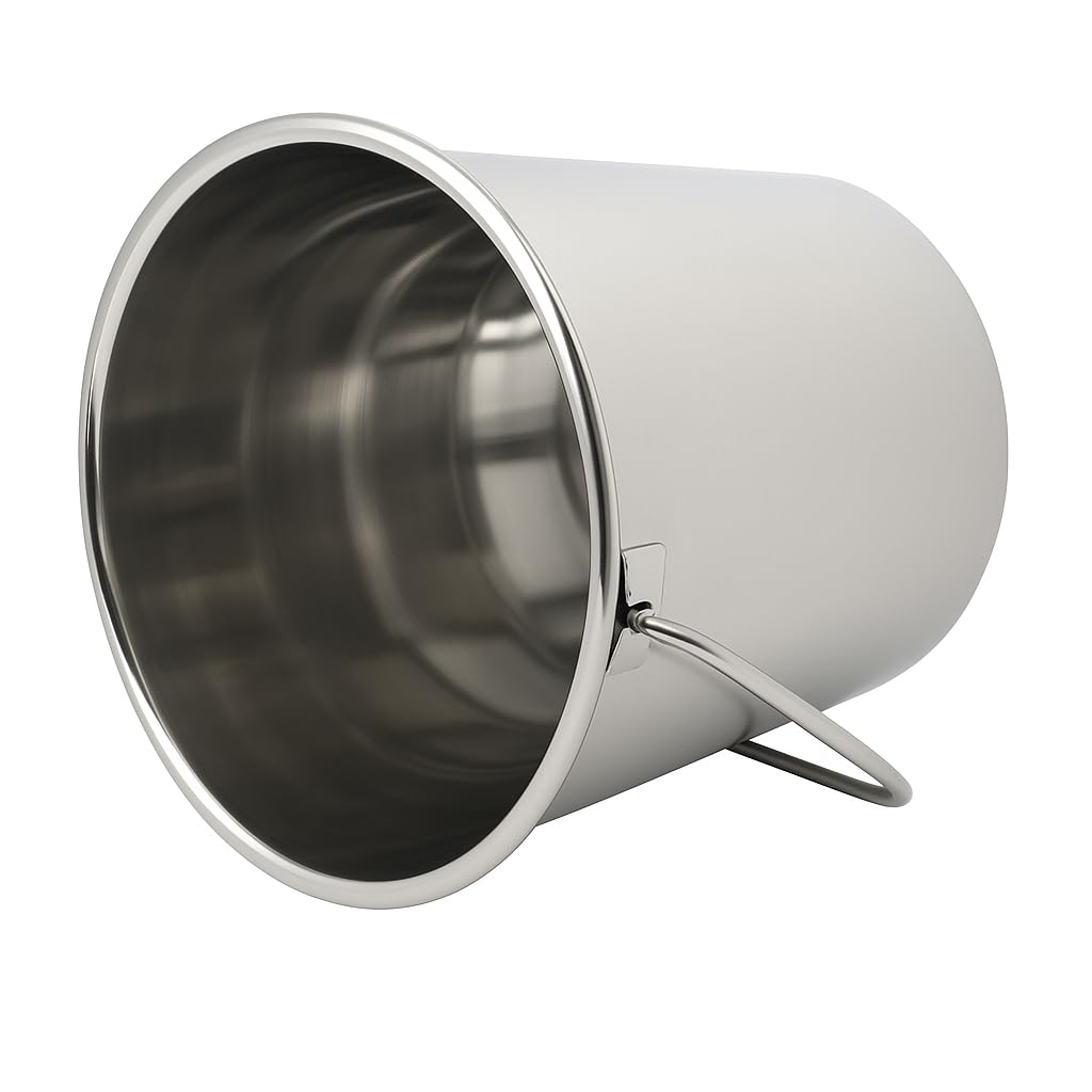 GRIP stainless-steel bucket integrated-handle closeup shows secure one-piece design.