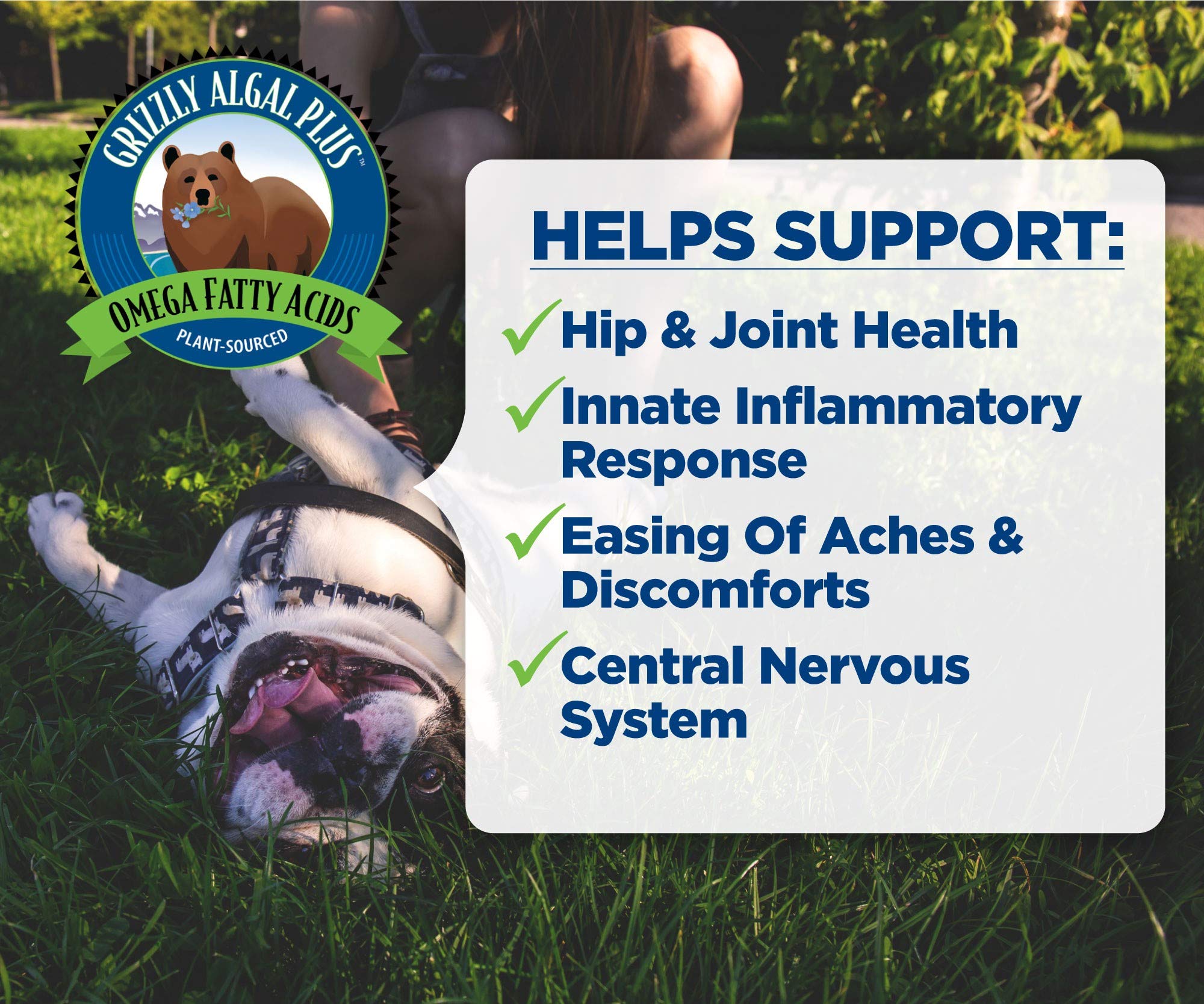 Grizzly Algal Plus Omega 3-6-9 cat close-up – promotes a healthy coat without odor
