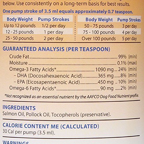 Grizzly Omega Health Liquid wild Alaskan salmon and pollock ingredients label close-up.