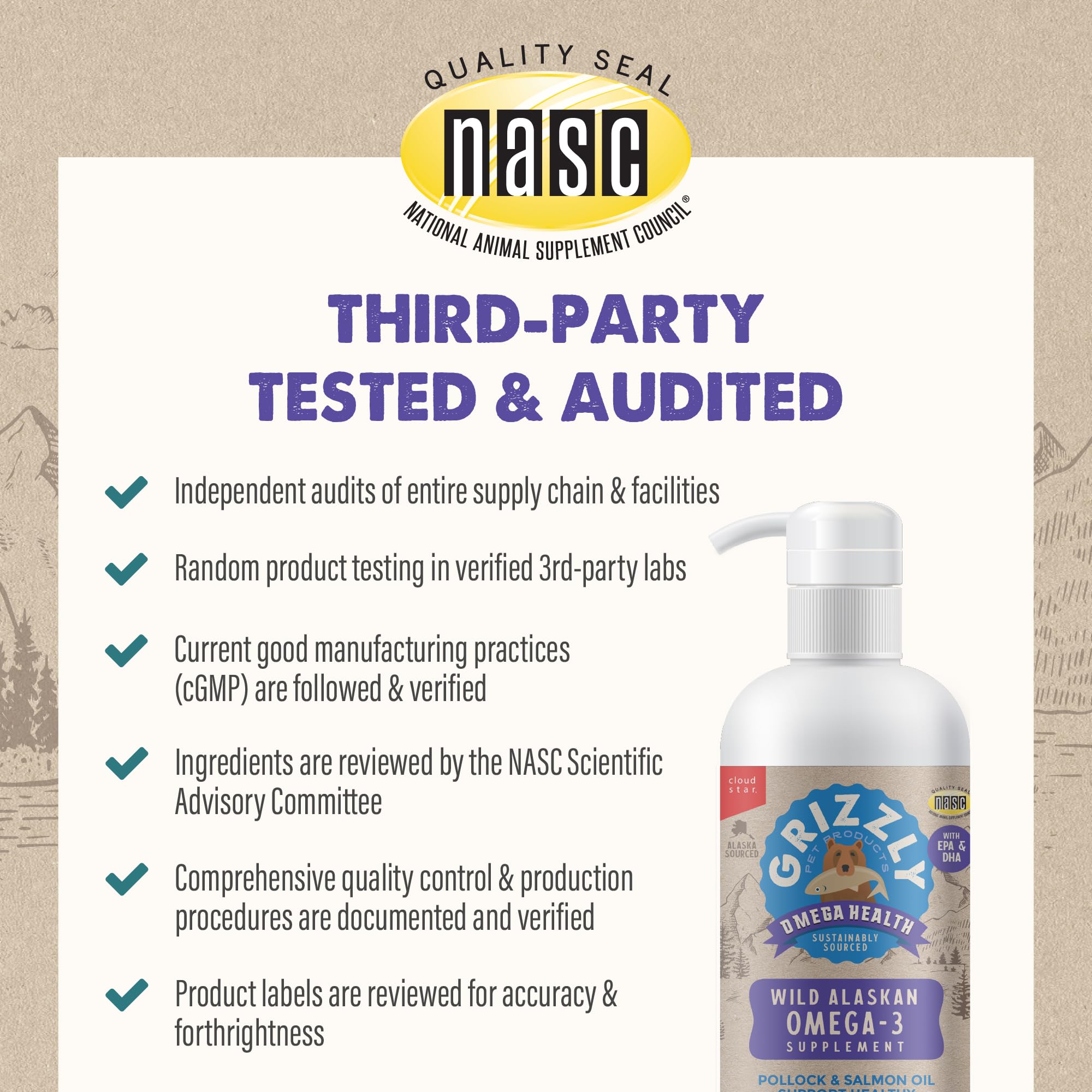 Grizzly Pet Products Omega Health long-term-health concept suggests ongoing wellness potential.