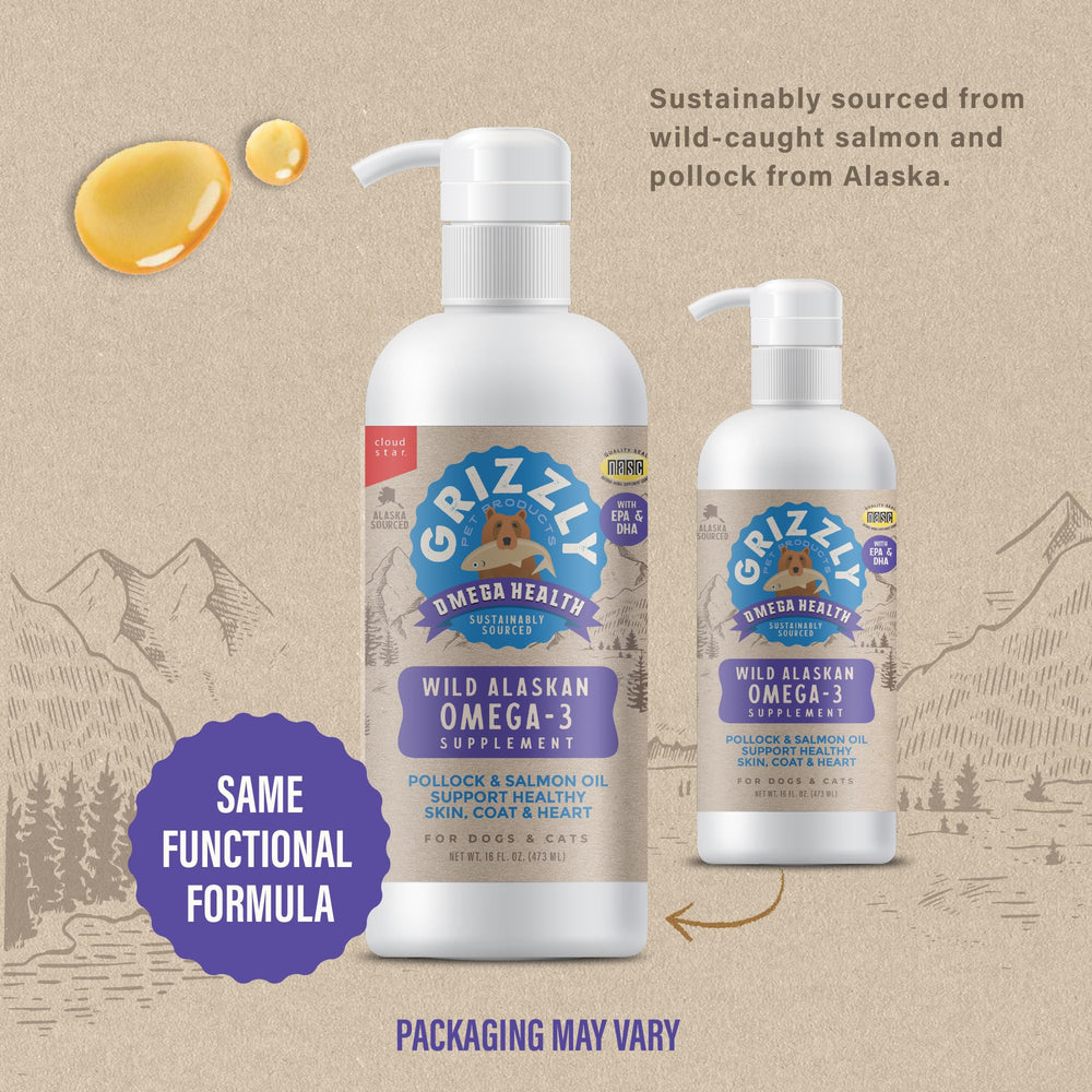 Grizzly Pet Products Omega Health pour demonstrates easy dosing for dogs and cats.