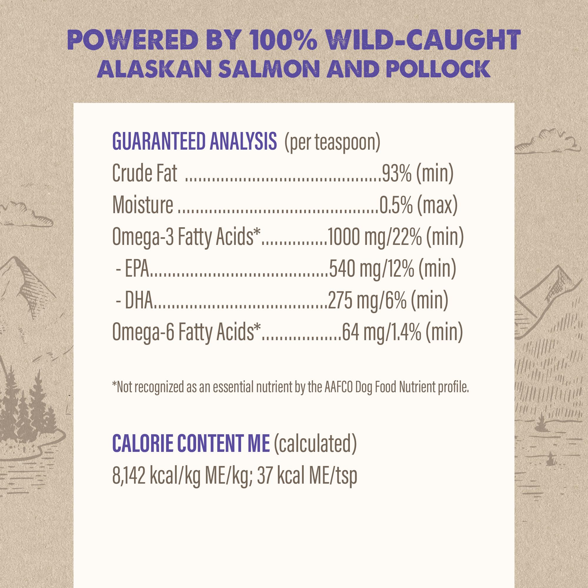 Grizzly Pet Products Omega Health wild-salmon ingredients image emphasizes DHA and EPA.