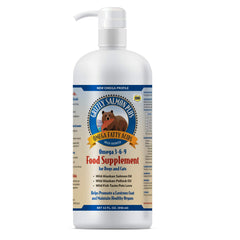 Grizzly Pet Salmon Plus Omega 3-6-9 bottle ready for daily pet coat care
