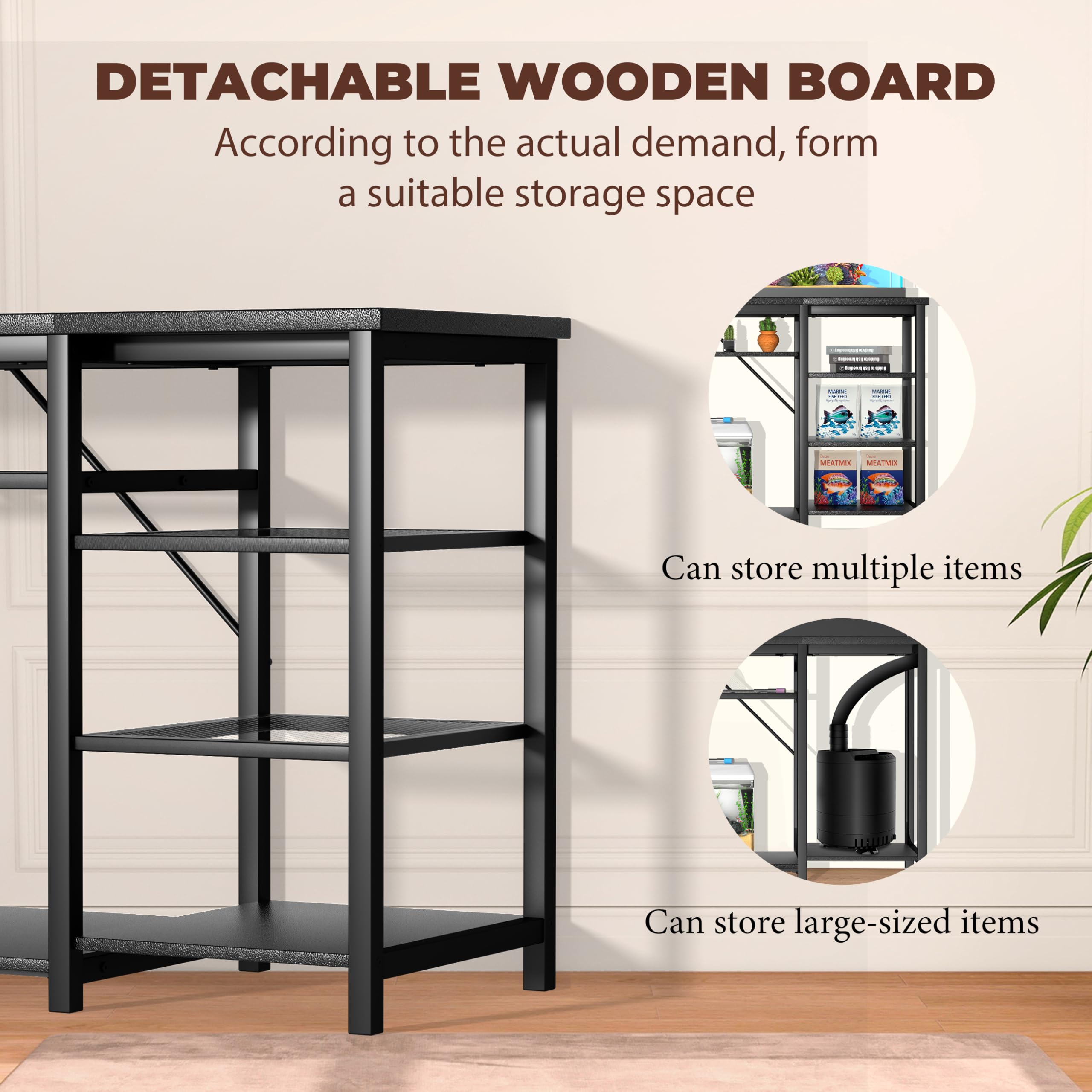 GRLEAF aquarium stand demonstrates 1200 lb capacity for strong tank support.