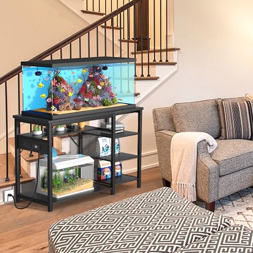 GRLEAF aquarium stand built-in outlets centralize power for filters and lights.