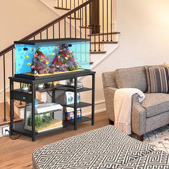 GRLEAF aquarium stand built-in outlets centralize power for filters and lights.