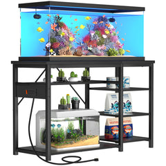 GRLEAF aquarium stand steel-wood hybrid supports heavy loads with durable construction.