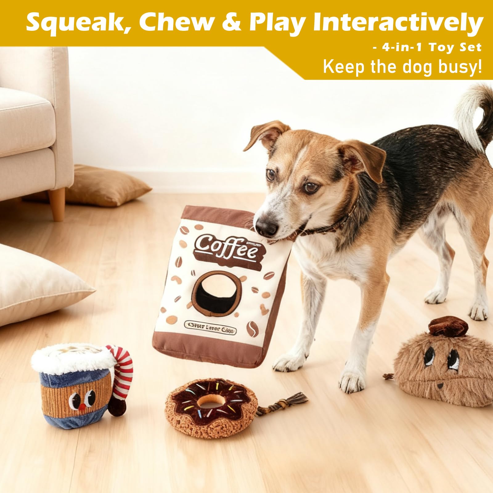 Grnstf bean-dog-toy close-up highlighting durable chew toy for dogs.