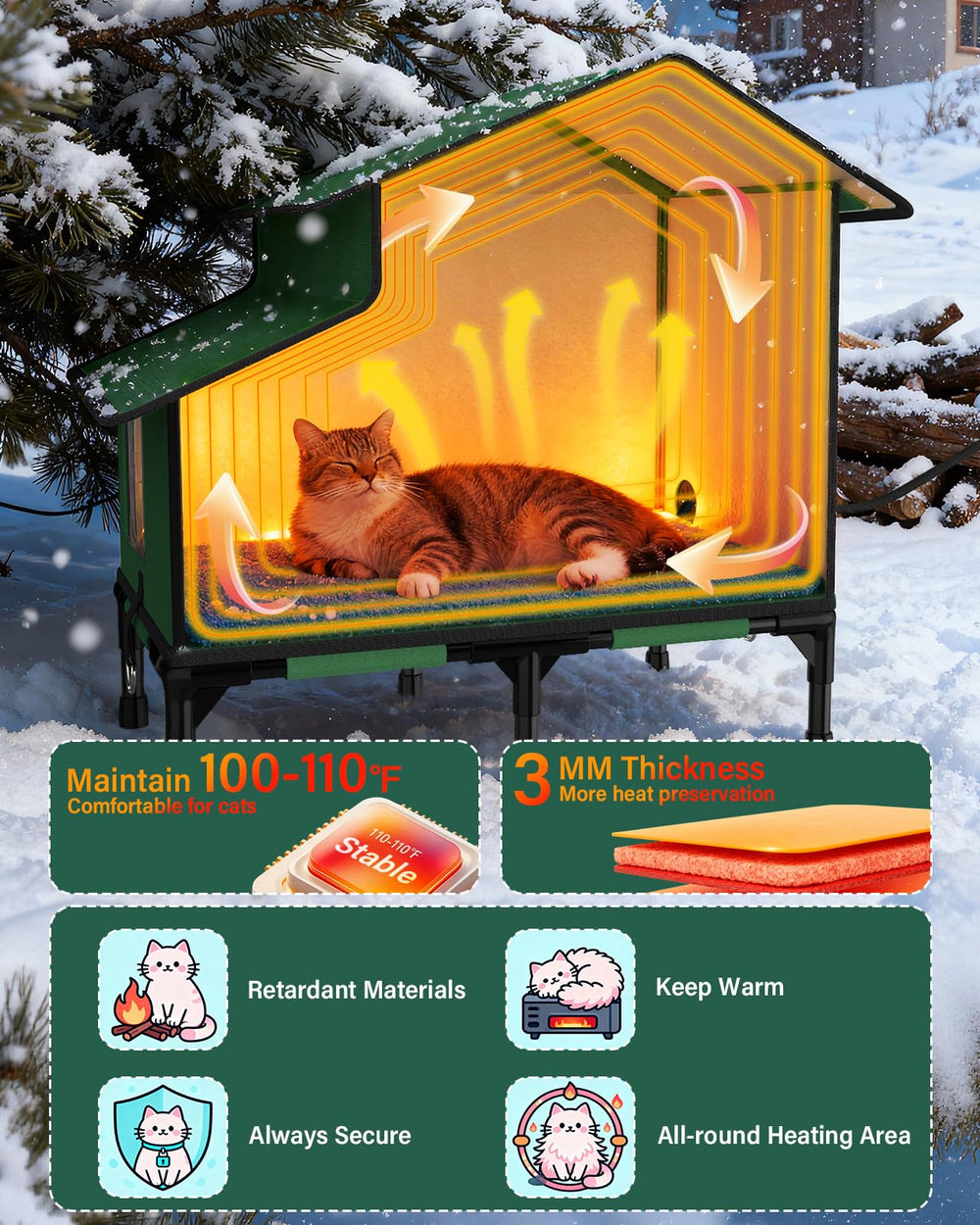 Grolomge cat house spire roof shields interior from rain and snow