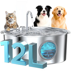 GROOKPET large-dog-fountain with 12L tank for multi-pet hydration.