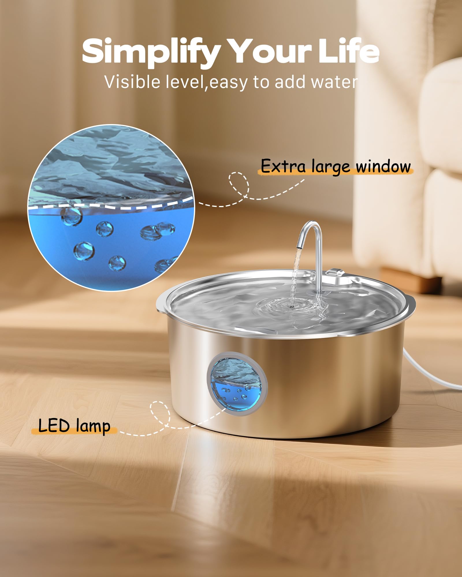 GROOKPET-quiet-dog-fountain-25db runs softly for peaceful homes.