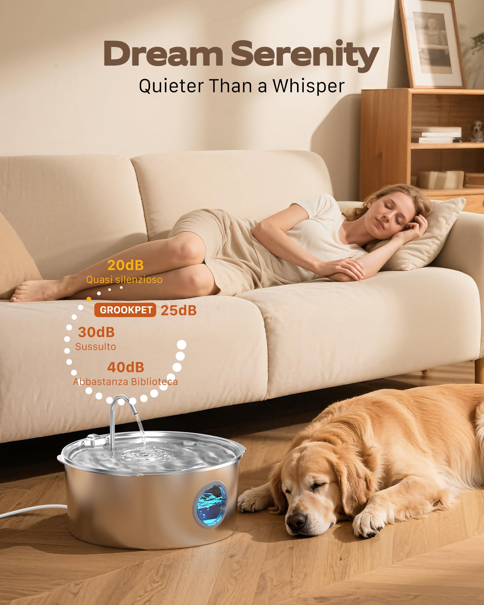 GROOKPET-water-fountain-handle-design shows ergonomic carry handle for portability.