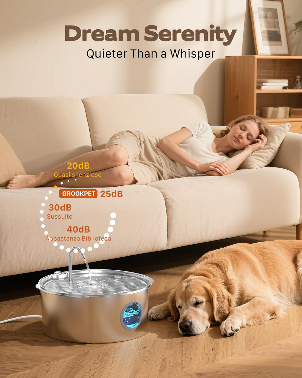 GROOKPET-water-fountain-handle-design shows ergonomic carry handle for portability.